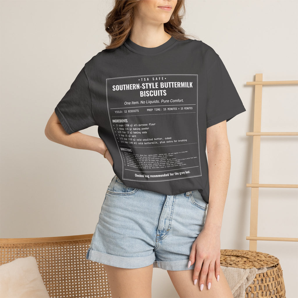 Southern Style Buttermilk Biscuits | Vintage Recipe Card T-Shirt — White Ink