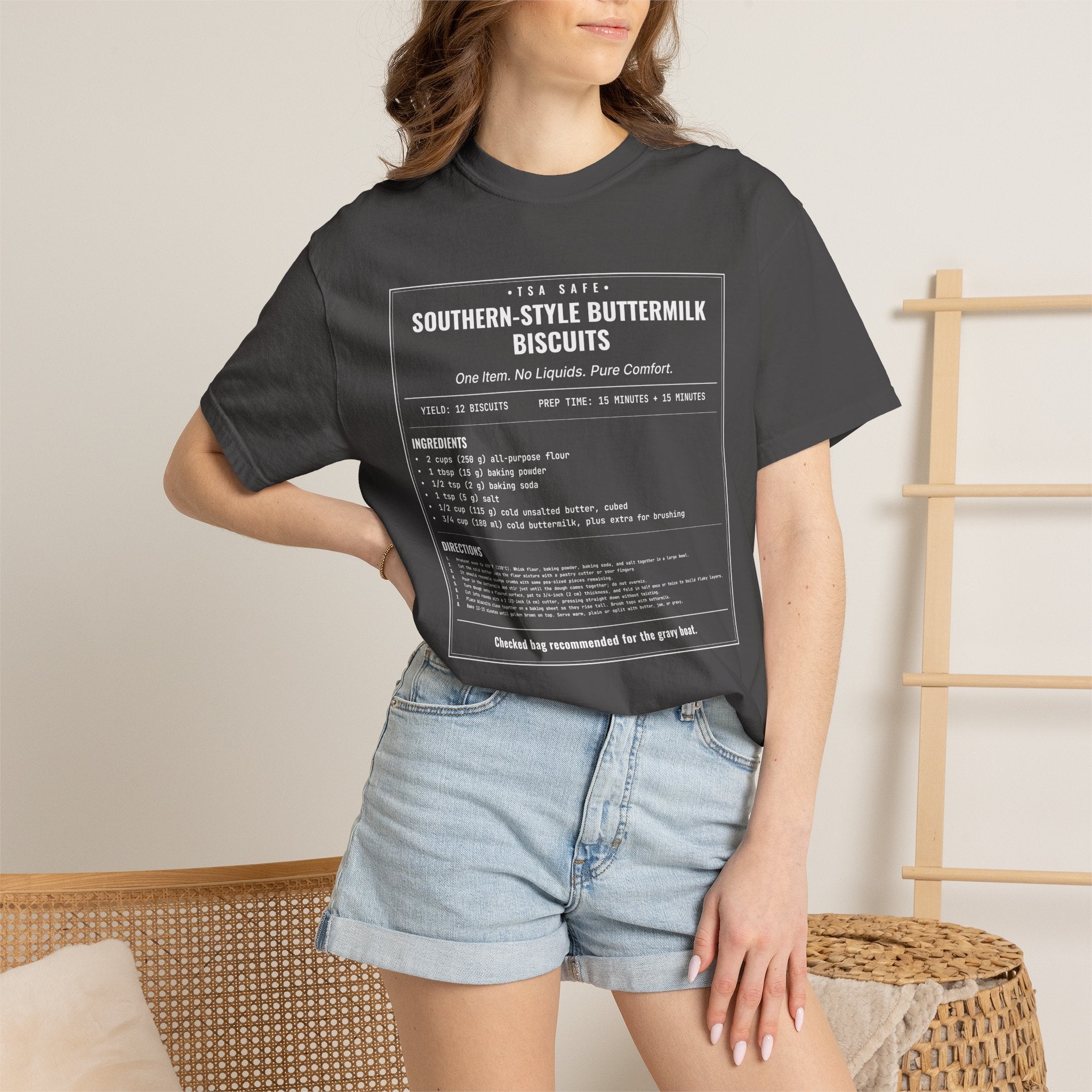 Southern Style Buttermilk Biscuits | Vintage Recipe Card T-Shirt — White Ink