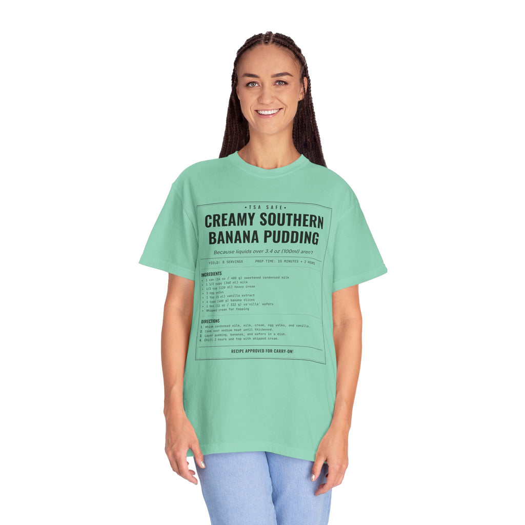 Creamy Southern Banana Pudding | Vintage Recipe Card T-Shirt — Black Ink