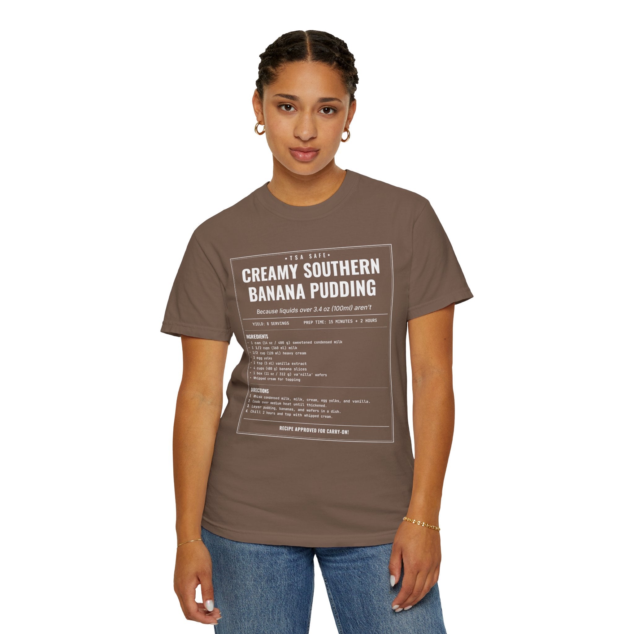 Creamy Southern Banana Pudding | Vintage Recipe Card T-Shirt — White Ink