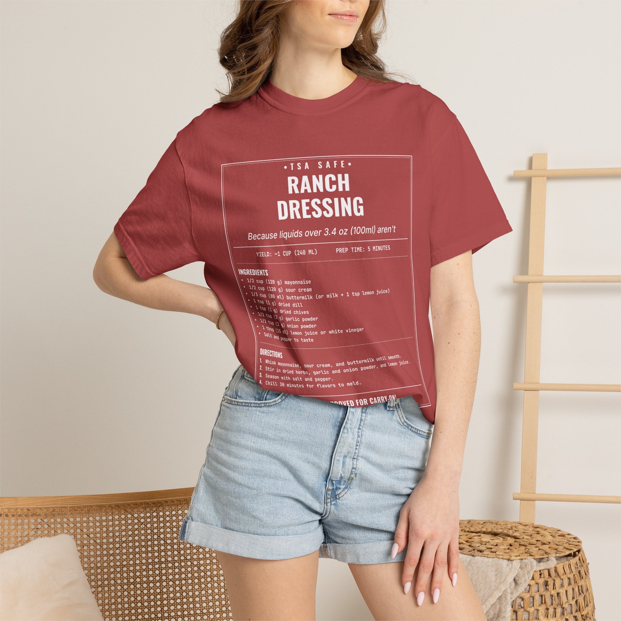 TSA-Safe Ranch Dressing | Vintage Recipe Card T-Shirt — White Ink