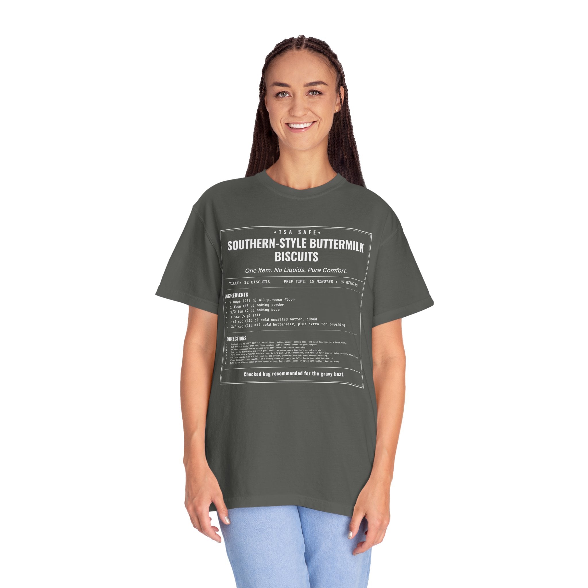 Southern Style Buttermilk Biscuits | Vintage Recipe Card T-Shirt — White Ink