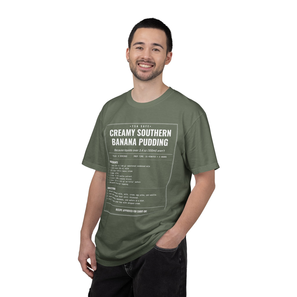 Creamy Southern Banana Pudding | Vintage Recipe Card T-Shirt — White Ink