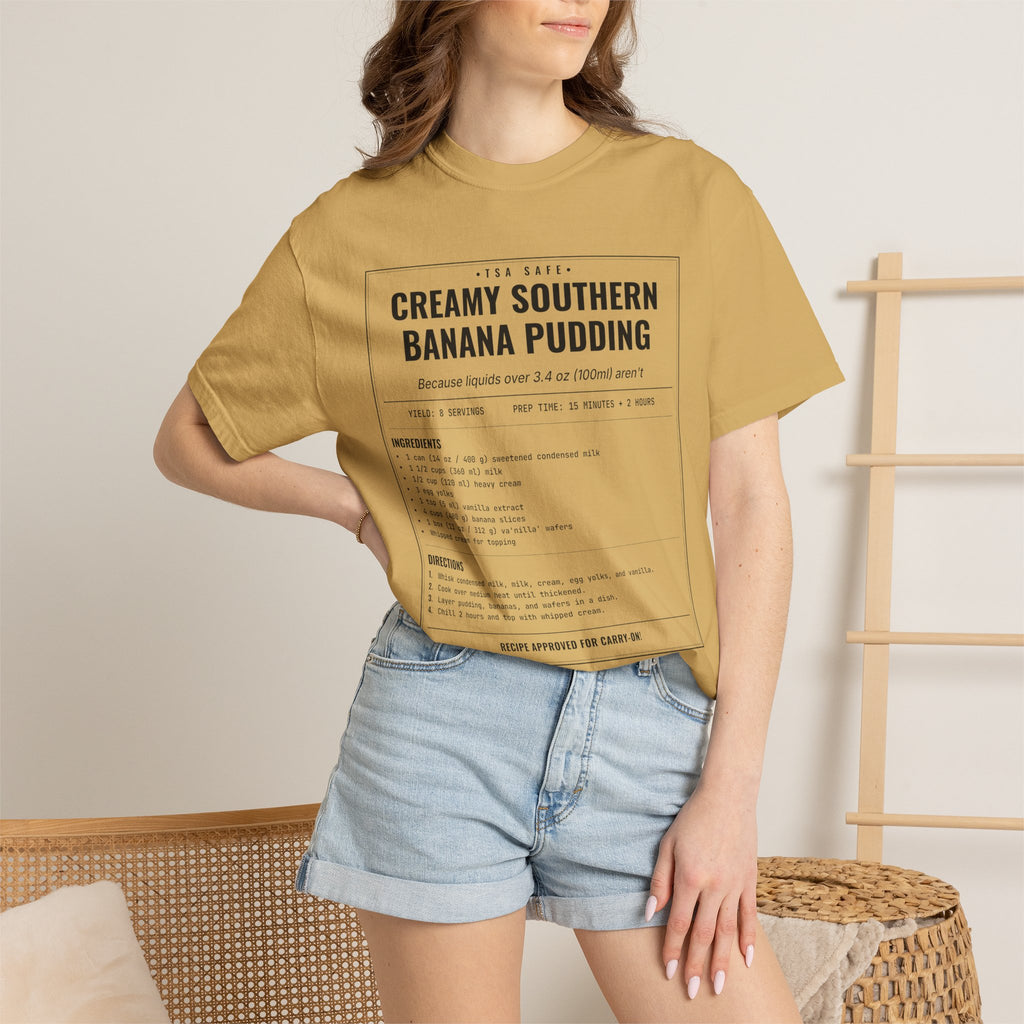 Creamy Southern Banana Pudding | Vintage Recipe Card T-Shirt — Black Ink