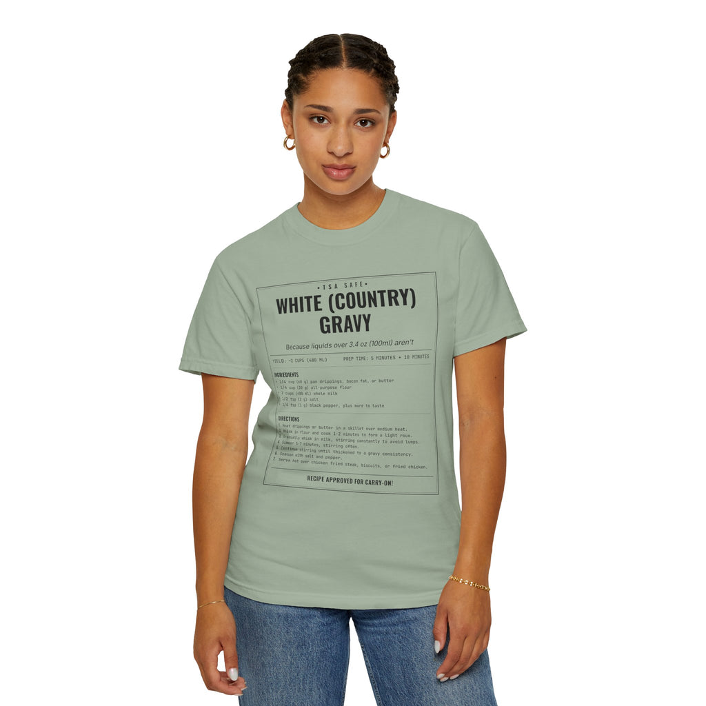 White Country Gravy | Vintage Recipe Card T-Shirt — Black Ink