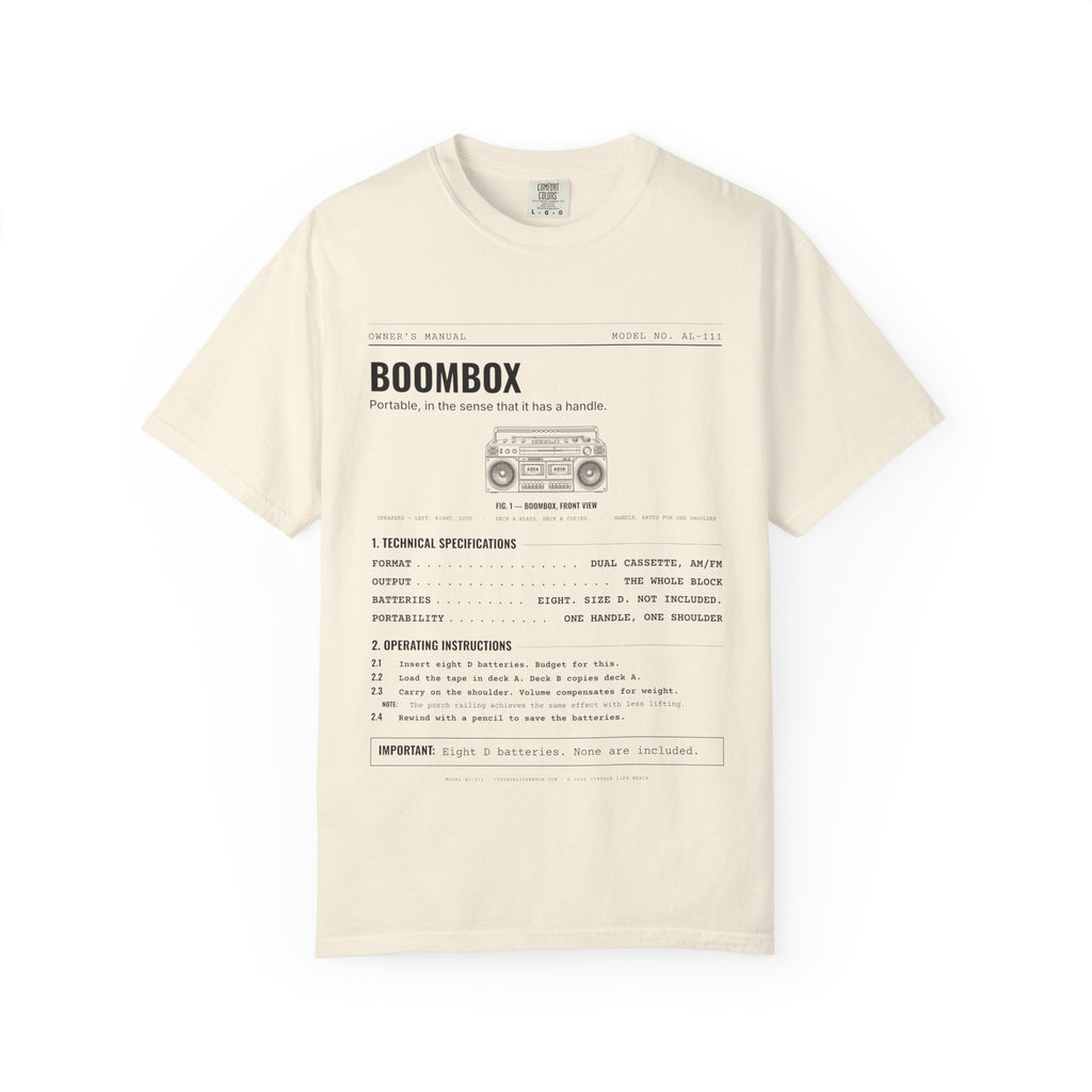 Boombox Spec Sheet Shirt | Analog Life Vintage Tee in Ivory