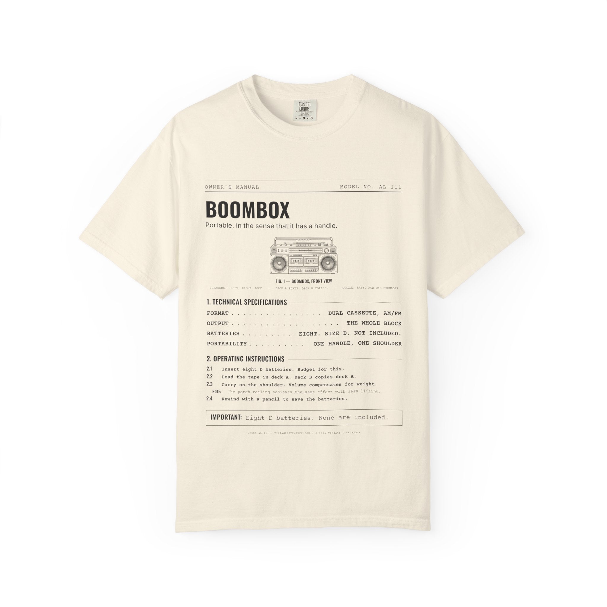 Boombox Spec Sheet Shirt | Analog Life Vintage Tee in Ivory