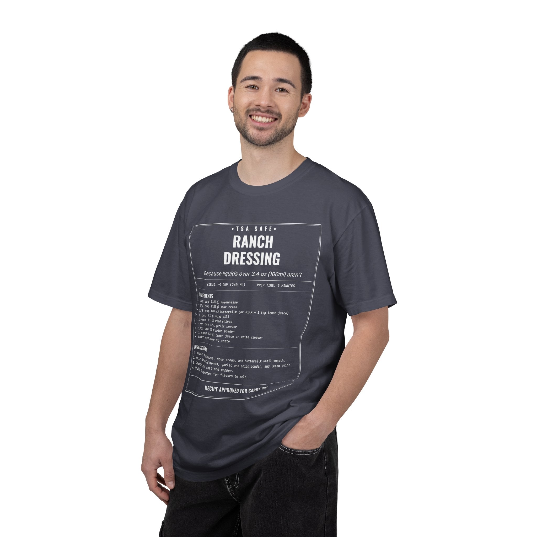 TSA-Safe Ranch Dressing | Vintage Recipe Card T-Shirt — White Ink