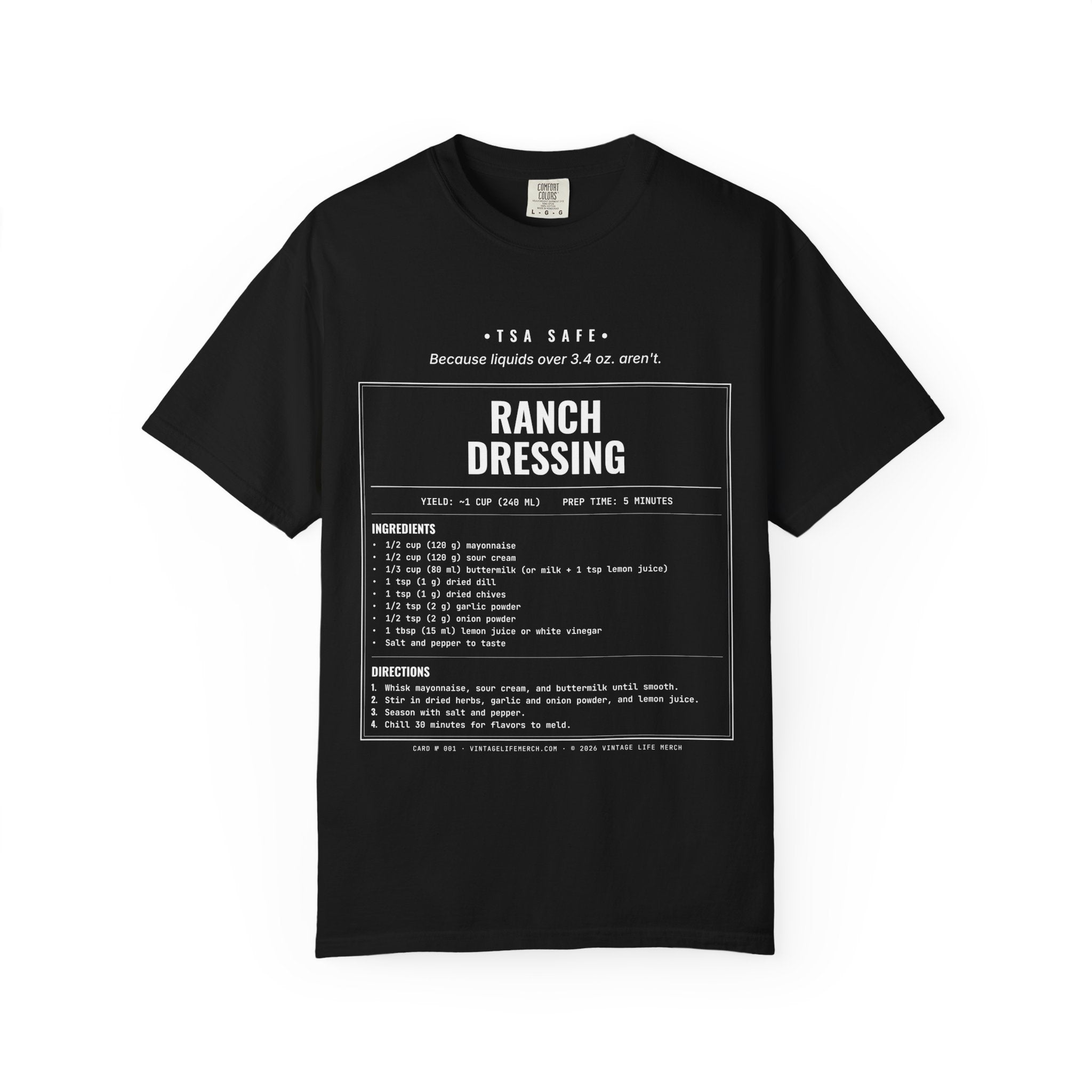 Ranch Dressing Recipe Shirt | Vintage Recipe Card Tee