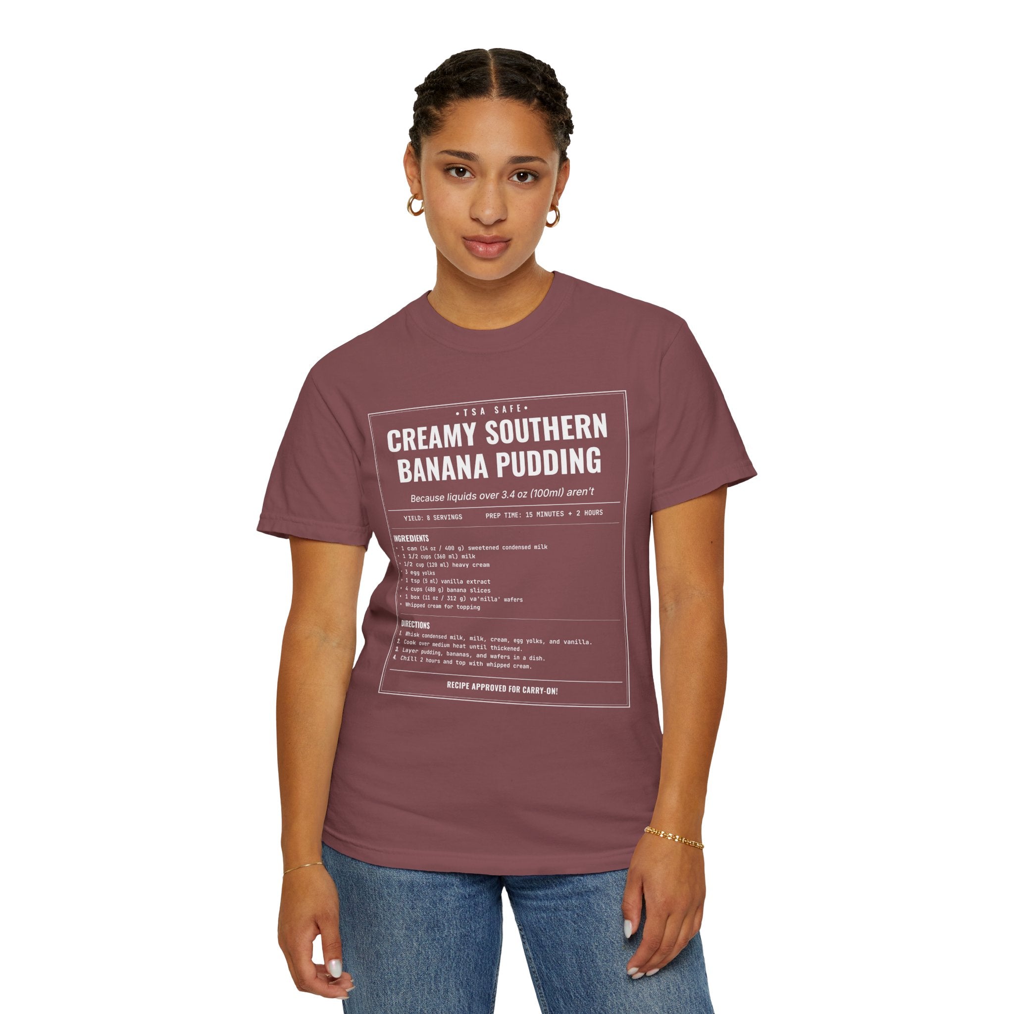 Creamy Southern Banana Pudding | Vintage Recipe Card T-Shirt — White Ink