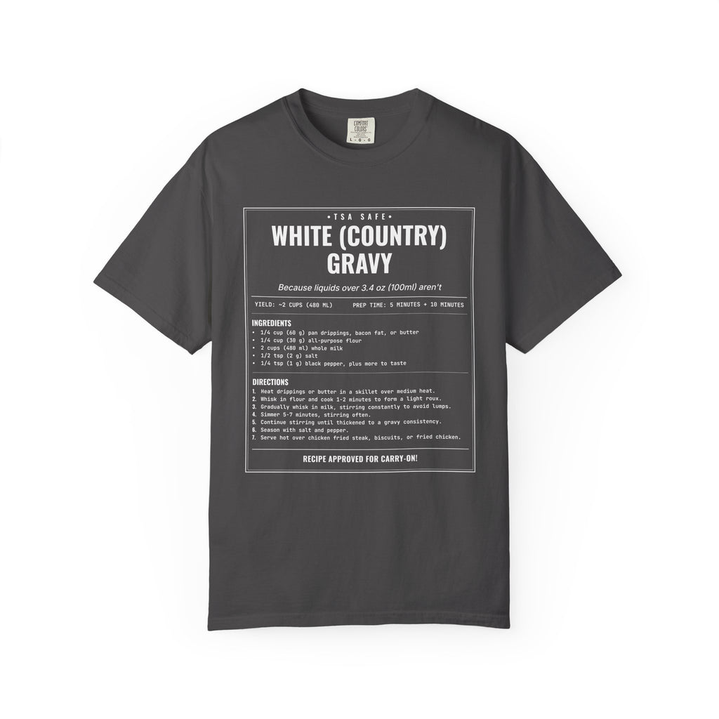 White Country Gravy | Vintage Recipe Card T-Shirt — White Ink