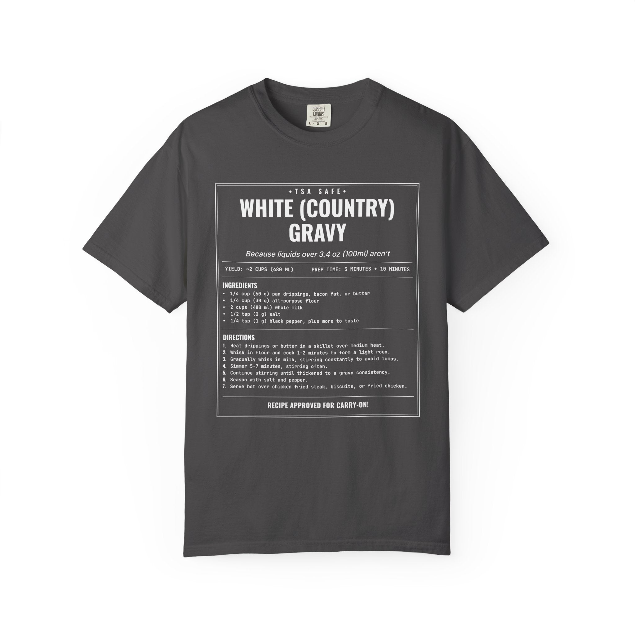 White Country Gravy | Vintage Recipe Card T-Shirt — White Ink