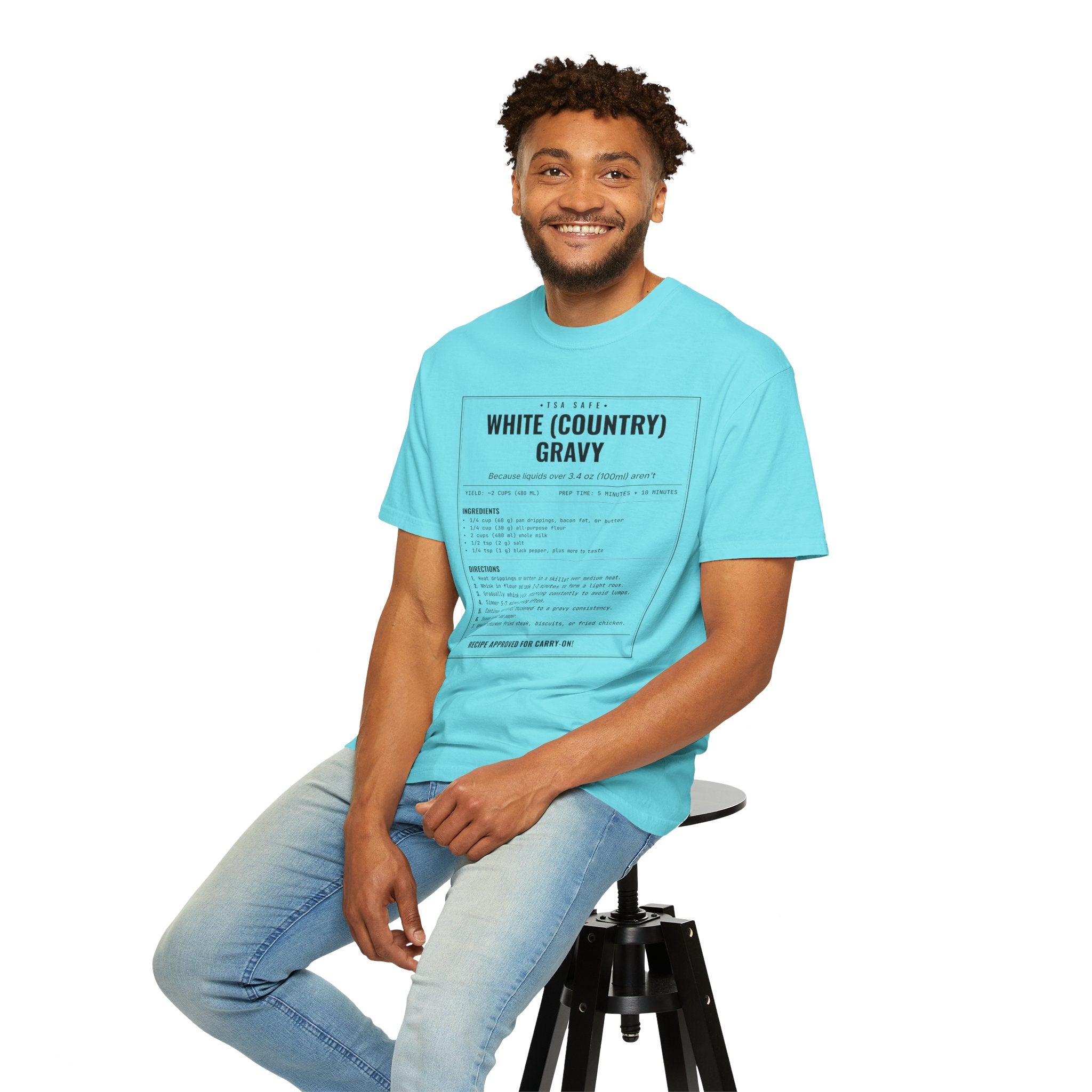 White Country Gravy | Vintage Recipe Card T-Shirt — Black Ink