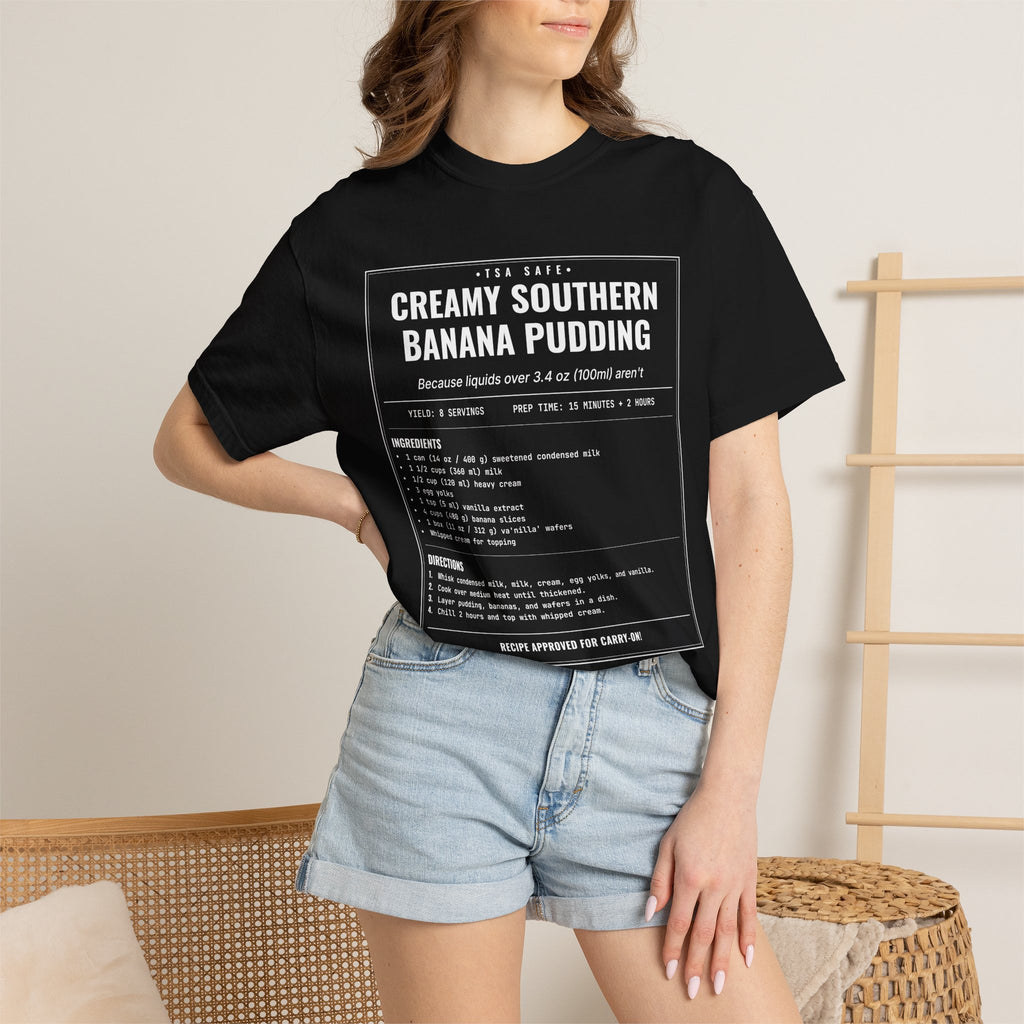 Creamy Southern Banana Pudding | Vintage Recipe Card T-Shirt — White Ink