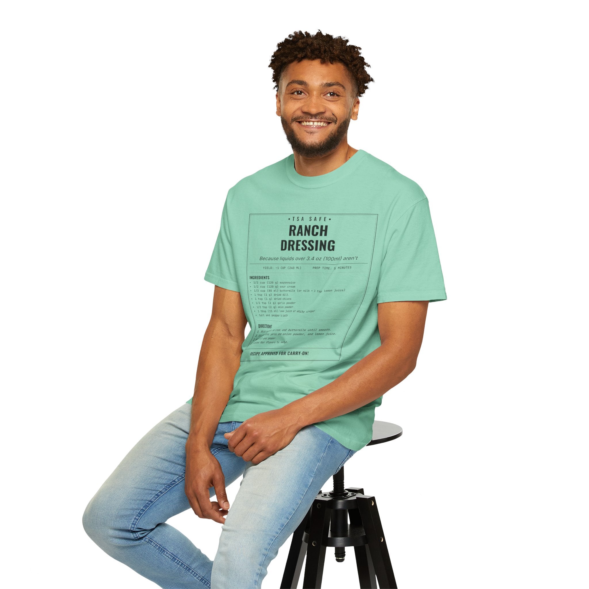 TSA-Safe Ranch Dressing | Vintage Recipe Card T-Shirt — Black Ink
