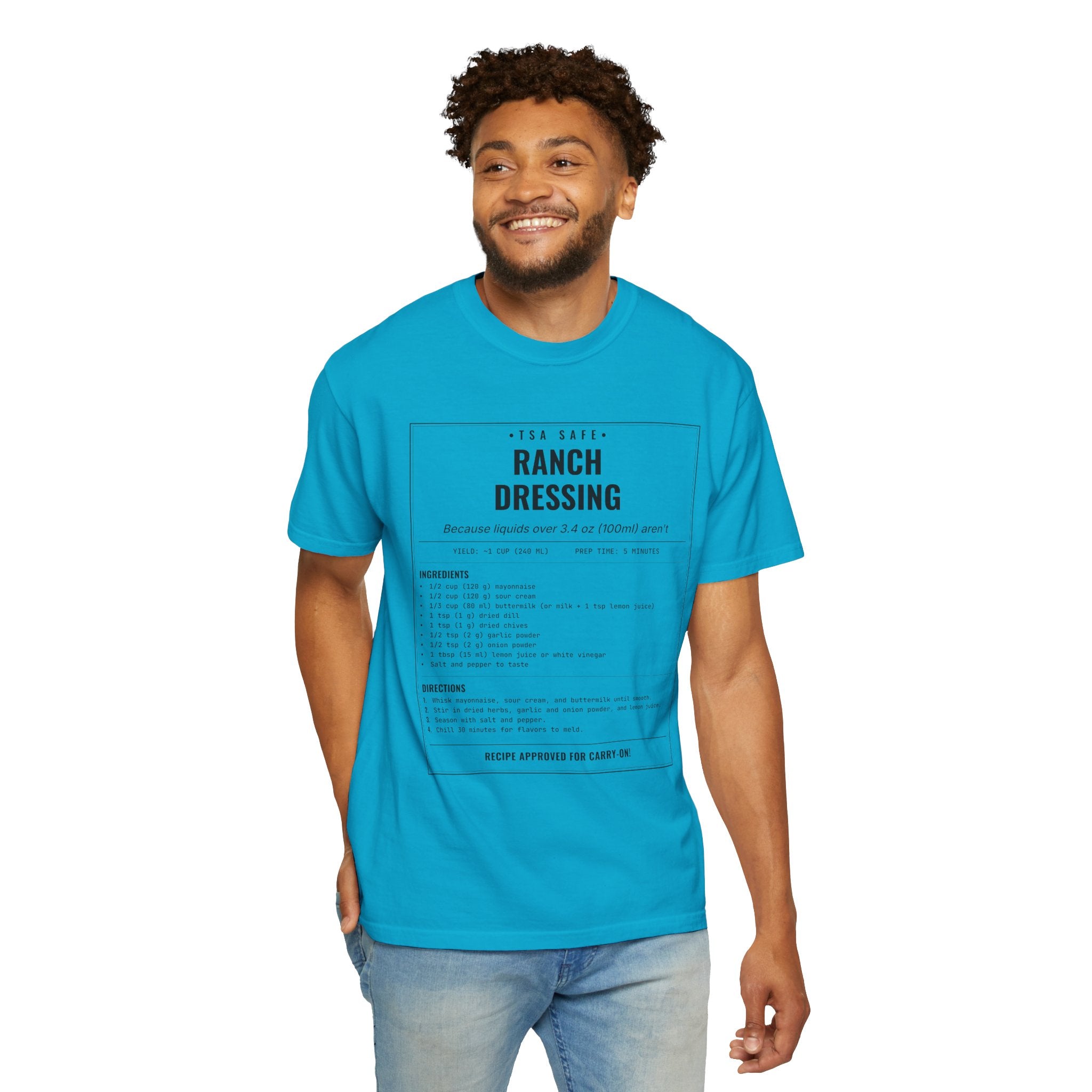 TSA-Safe Ranch Dressing | Vintage Recipe Card T-Shirt — Black Ink