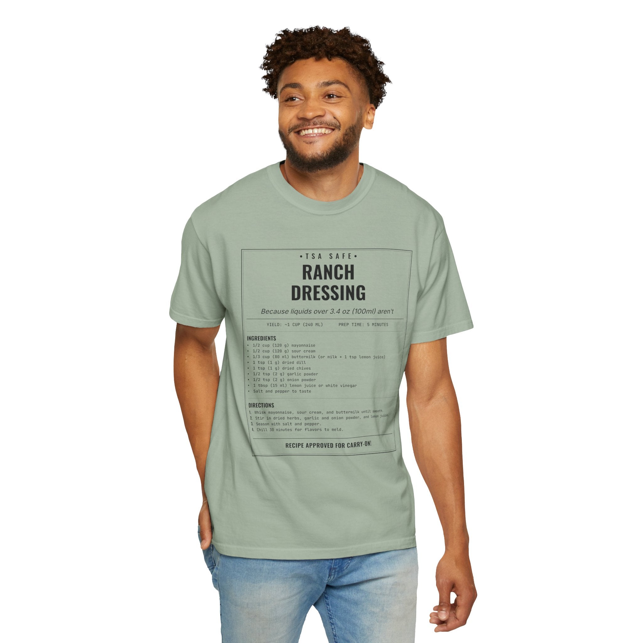 TSA-Safe Ranch Dressing | Vintage Recipe Card T-Shirt — Black Ink