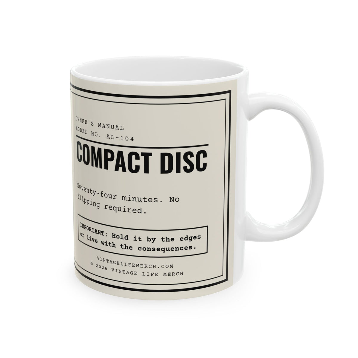 Compact Disc Owner's Manual Mug | Retro Analog Life Coffee Mug