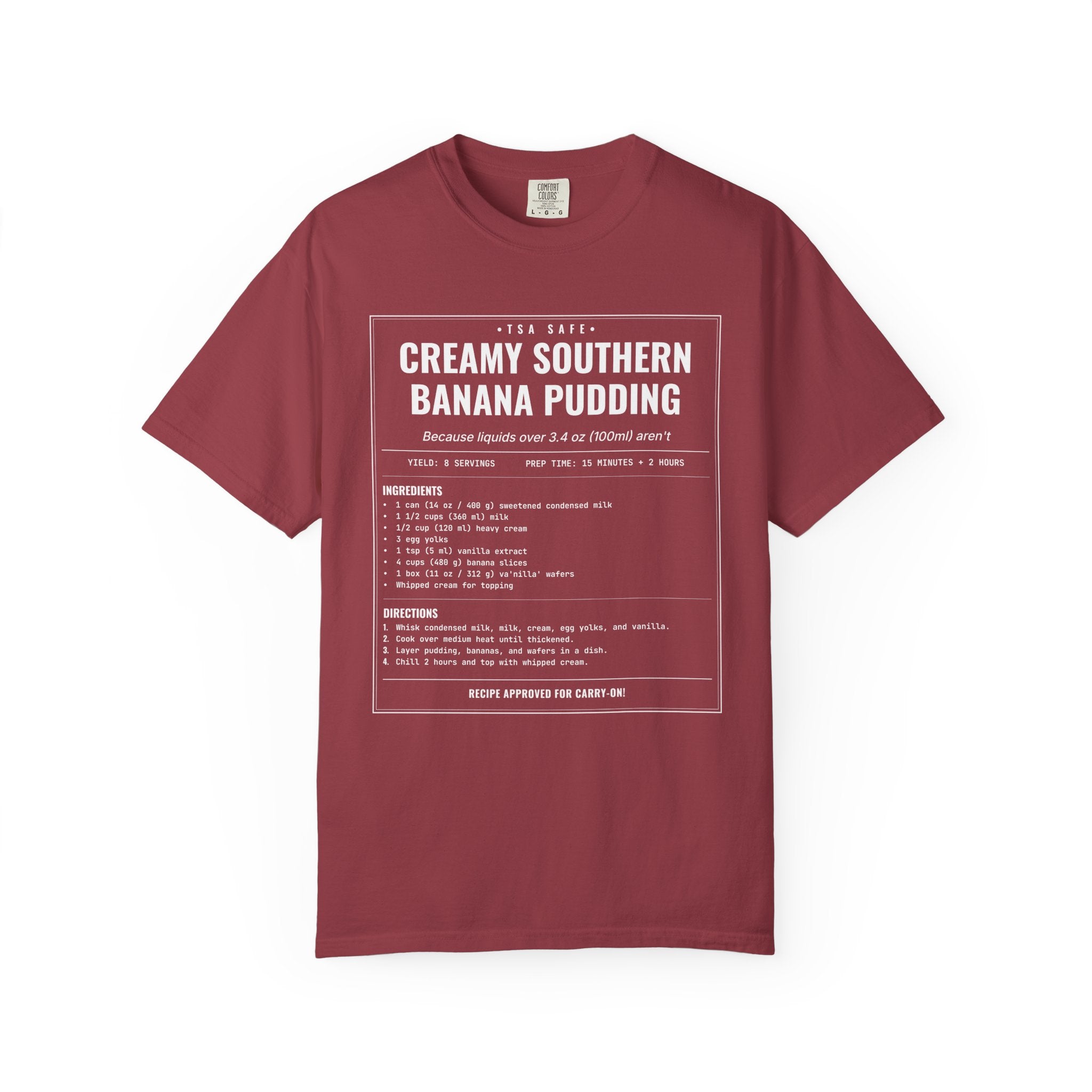 Creamy Southern Banana Pudding | Vintage Recipe Card T-Shirt — White Ink