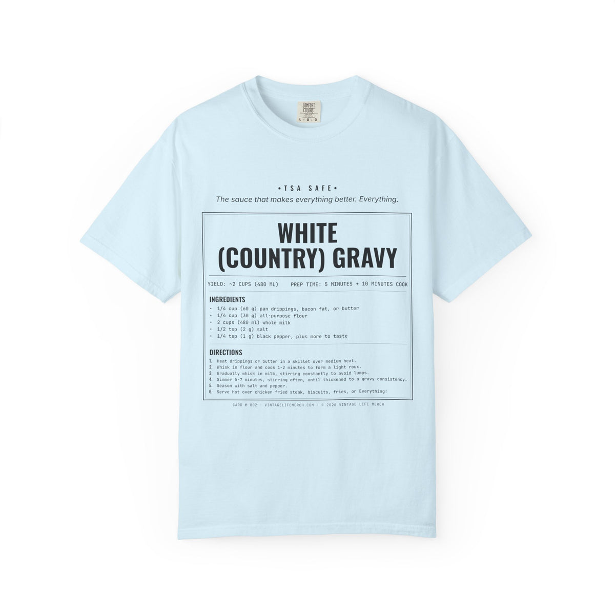 White Country Gravy Recipe Shirt | Southern Vintage Tee in Chambray