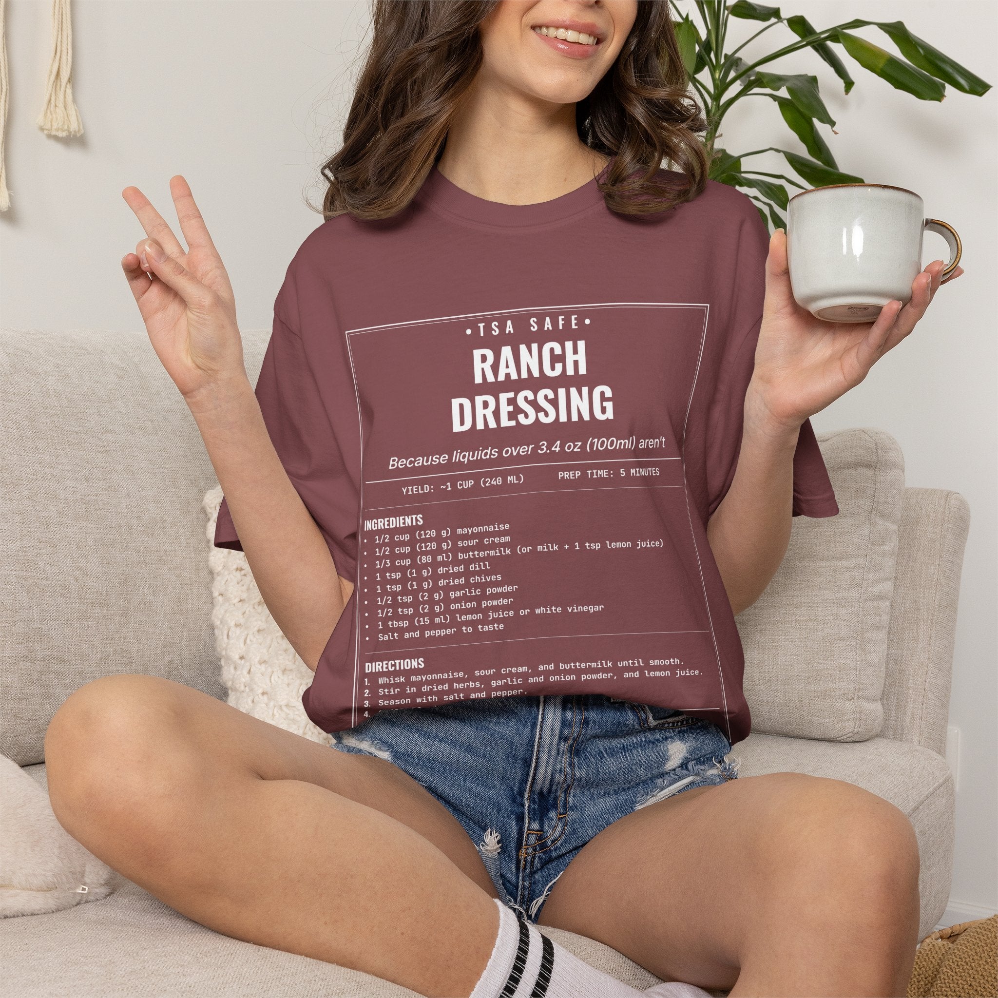 TSA-Safe Ranch Dressing | Vintage Recipe Card T-Shirt — White Ink