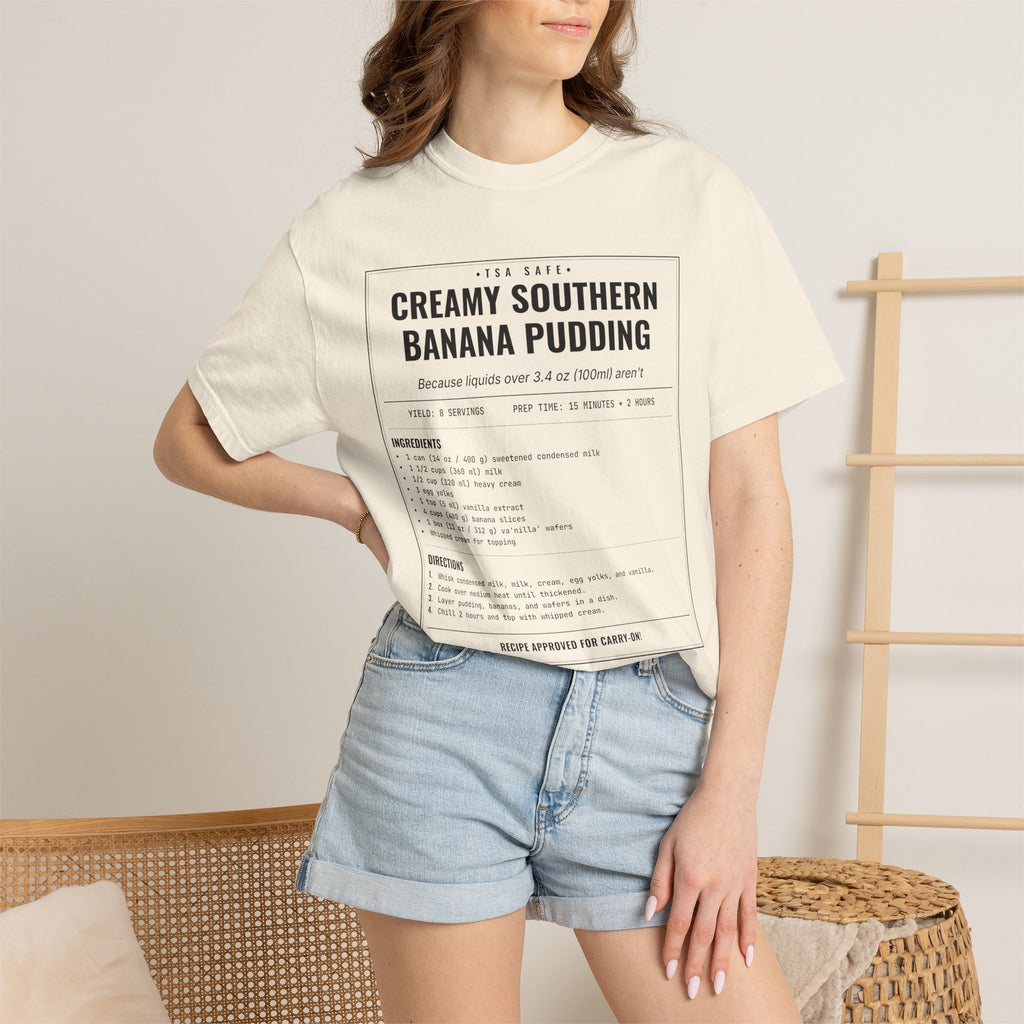 Creamy Southern Banana Pudding | Vintage Recipe Card T-Shirt — Black Ink