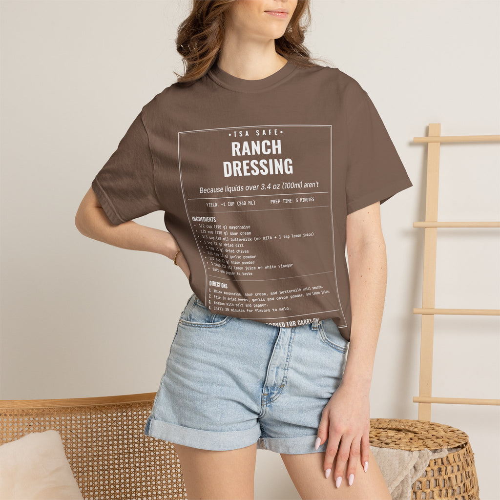 TSA-Safe Ranch Dressing | Vintage Recipe Card T-Shirt — White Ink
