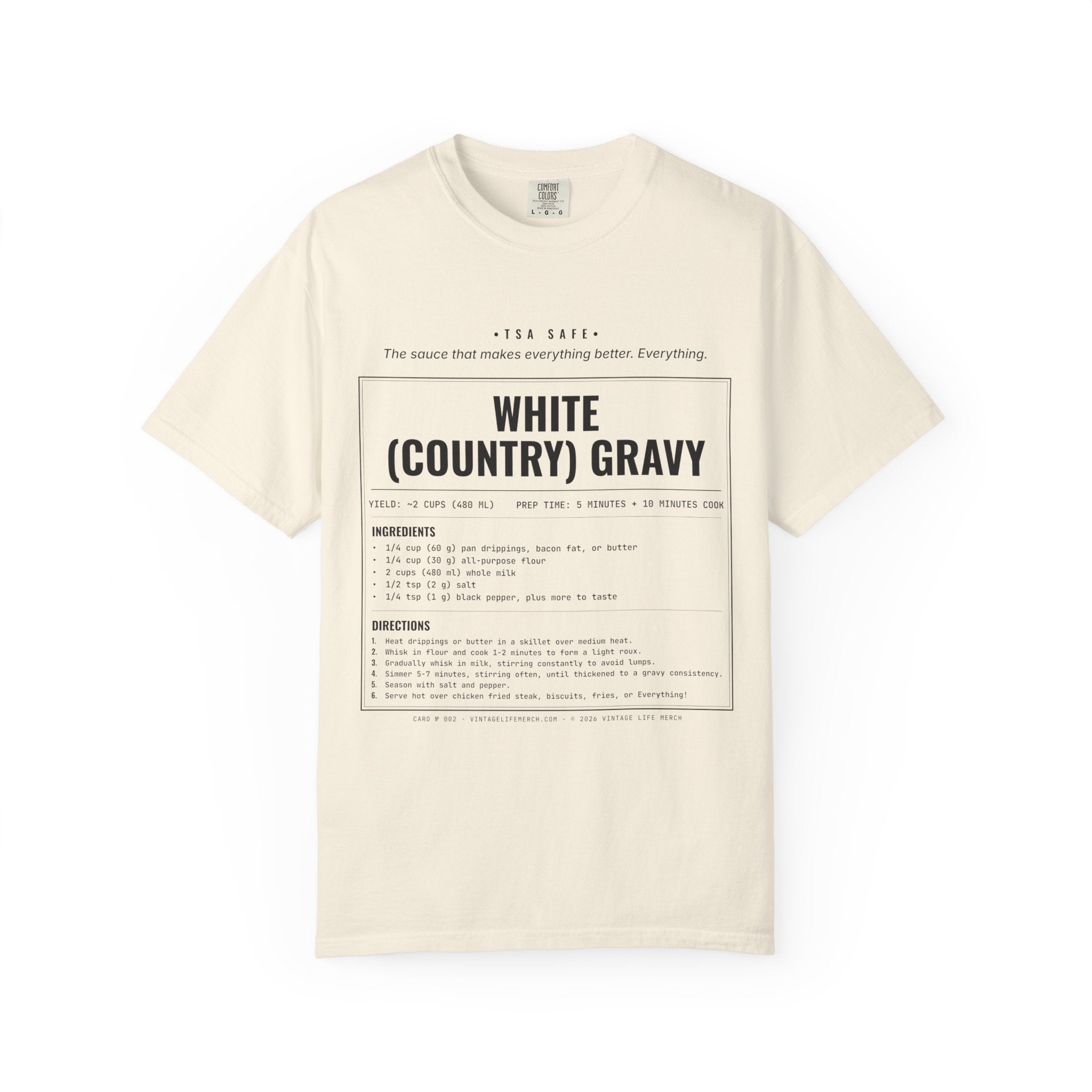 White Country Gravy Recipe Shirt | Southern Vintage Tee
