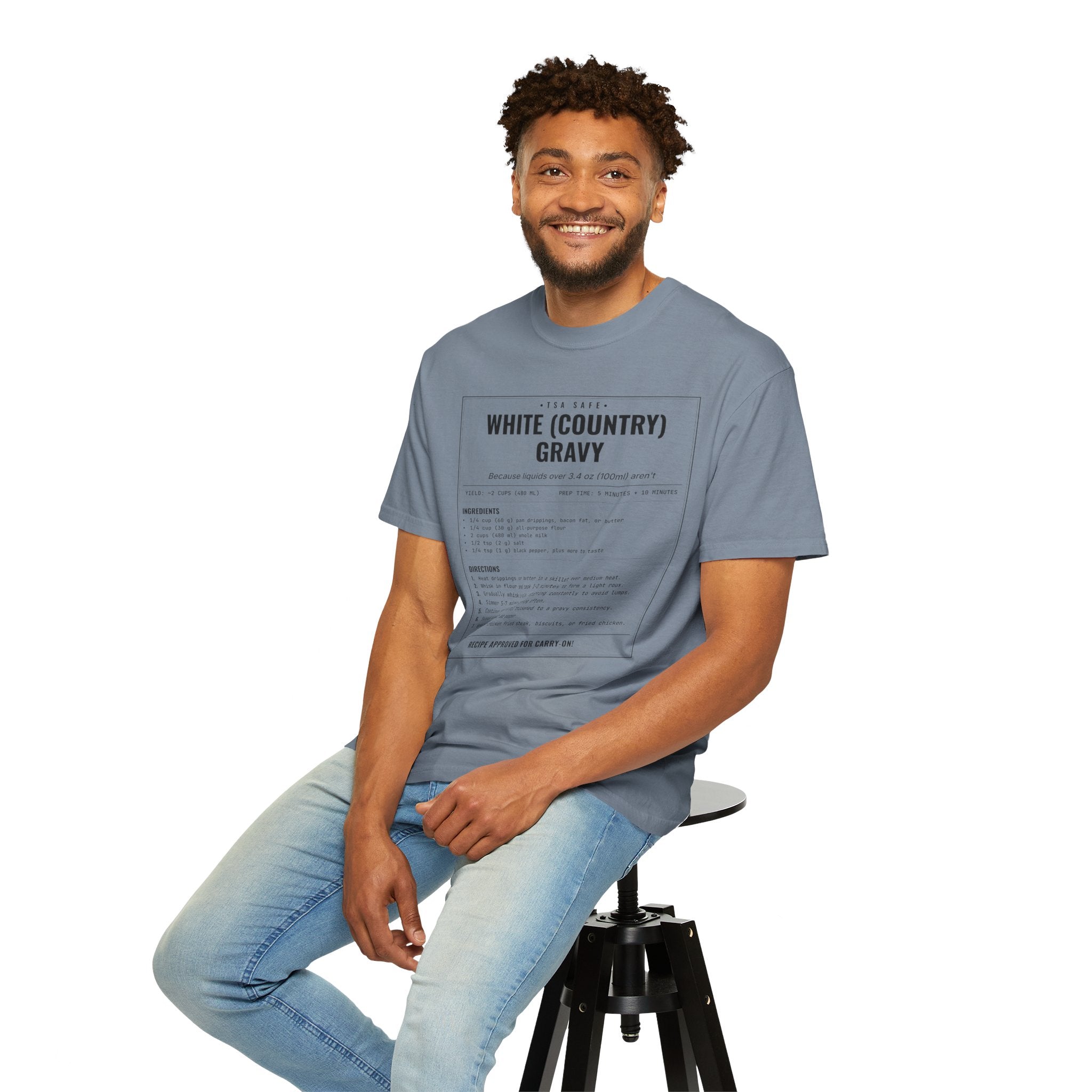 White Country Gravy | Vintage Recipe Card T-Shirt — Black Ink