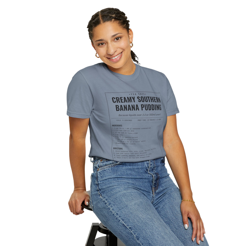 Creamy Southern Banana Pudding | Vintage Recipe Card T-Shirt — Black Ink