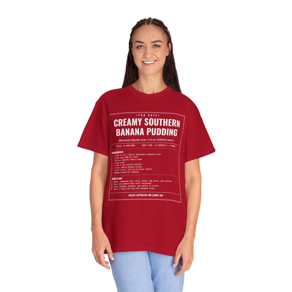 Creamy Southern Banana Pudding | Vintage Recipe Card T-Shirt — White Ink