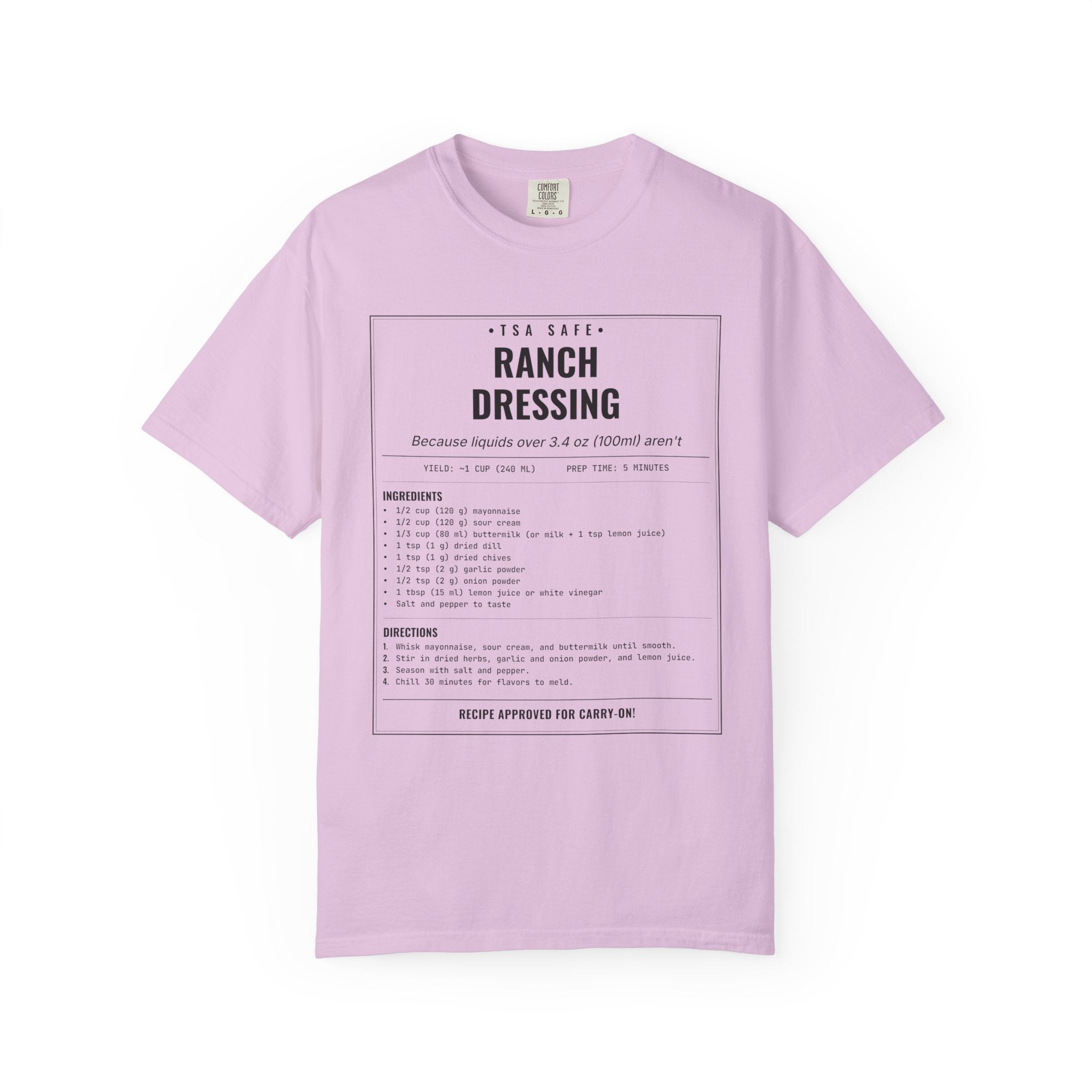 TSA-Safe Ranch Dressing | Vintage Recipe Card T-Shirt — Black Ink