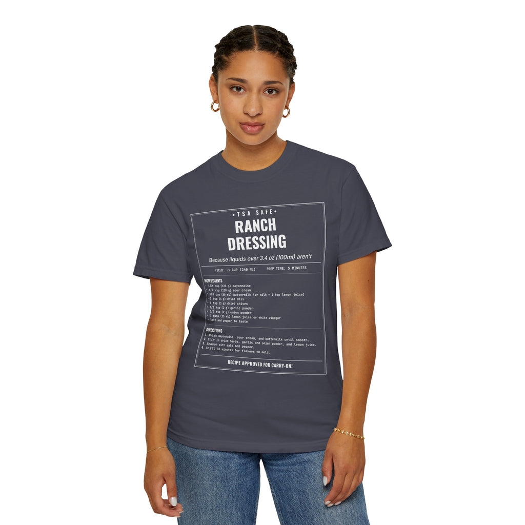 TSA-Safe Ranch Dressing | Vintage Recipe Card T-Shirt — White Ink