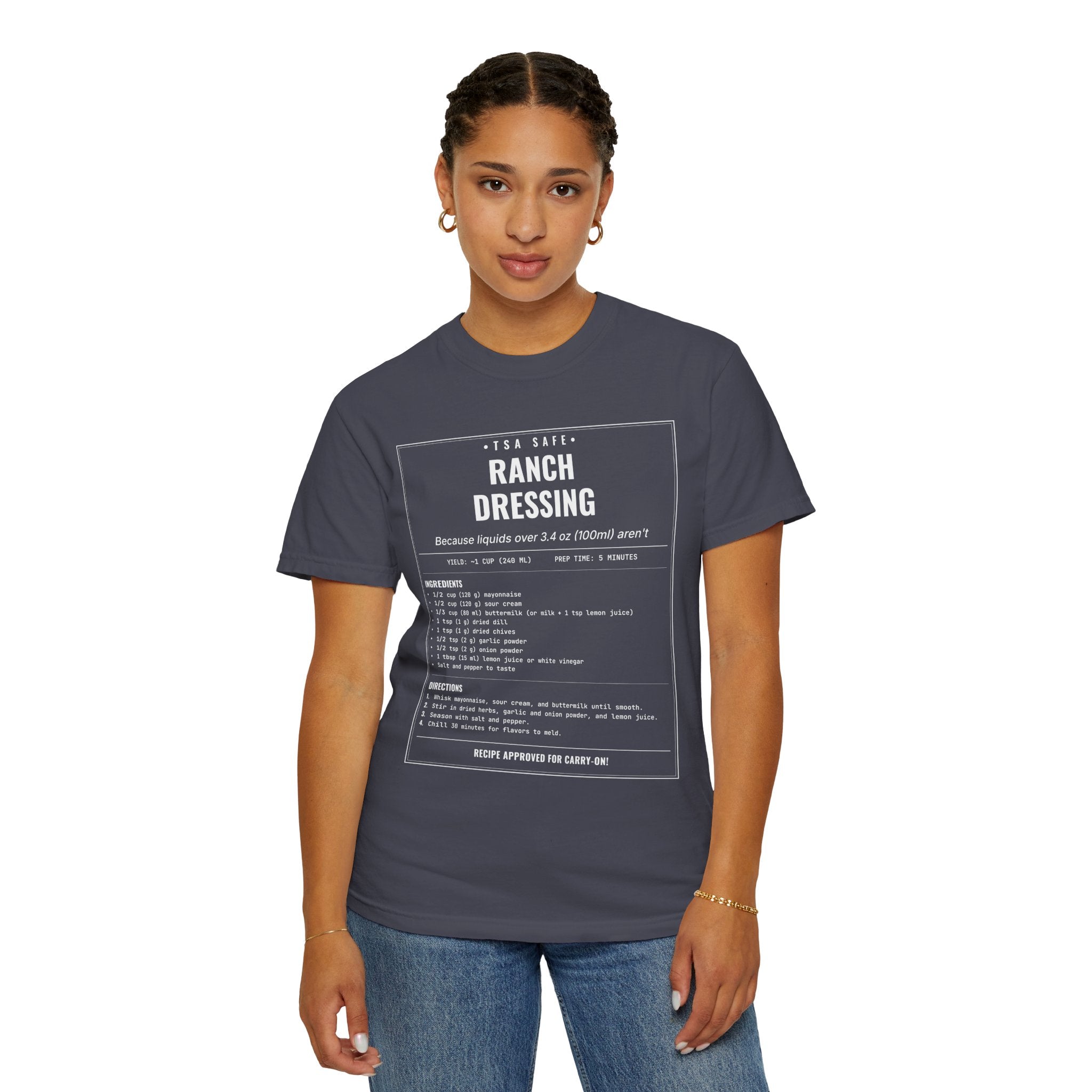 TSA-Safe Ranch Dressing | Vintage Recipe Card T-Shirt — White Ink