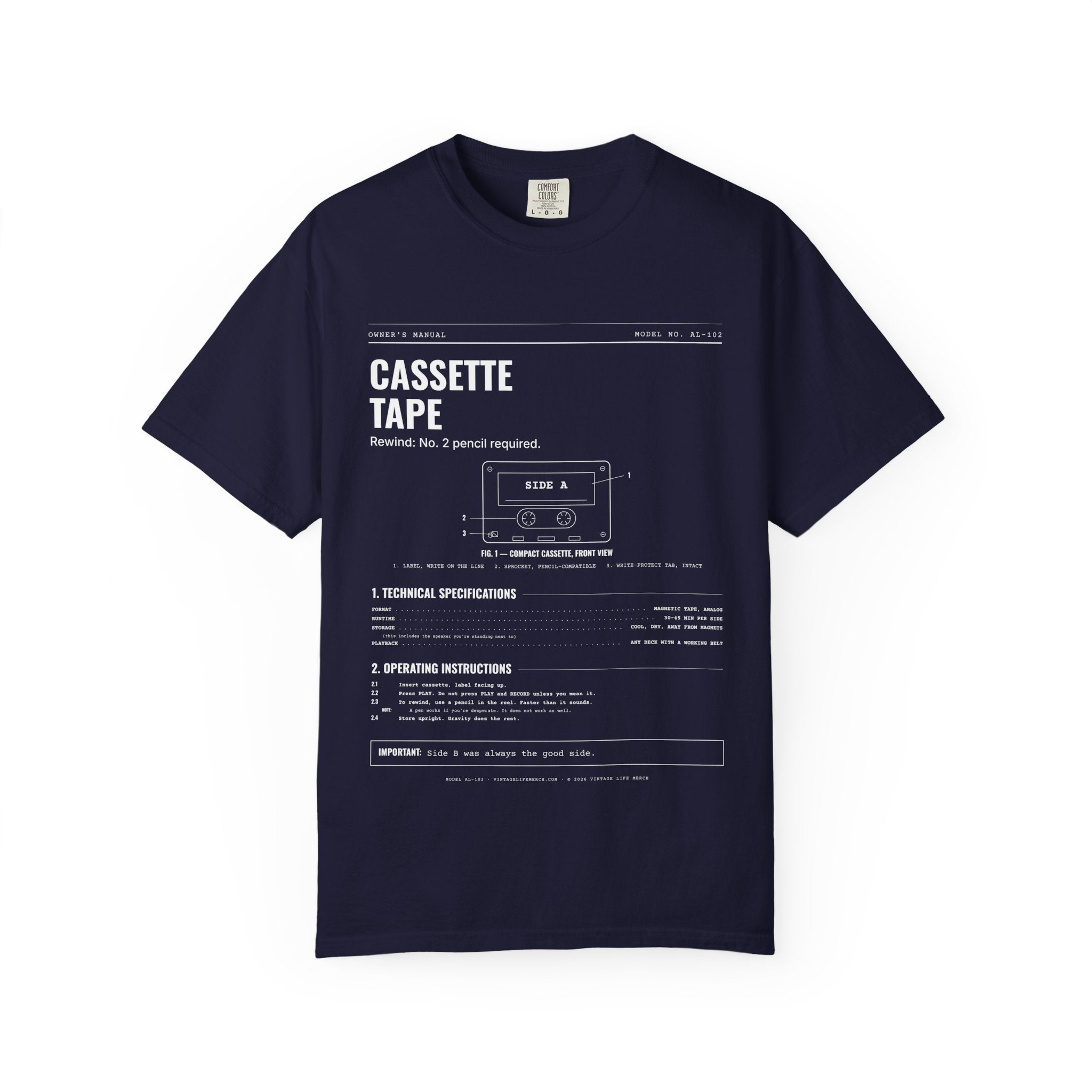 Cassette Tape Spec Sheet Shirt | Analog Life Vintage Tee