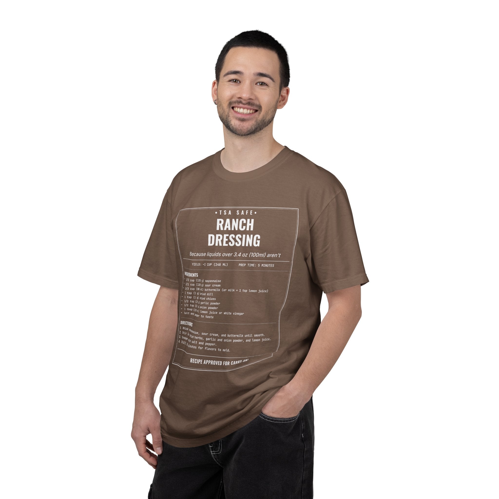 TSA-Safe Ranch Dressing | Vintage Recipe Card T-Shirt — White Ink
