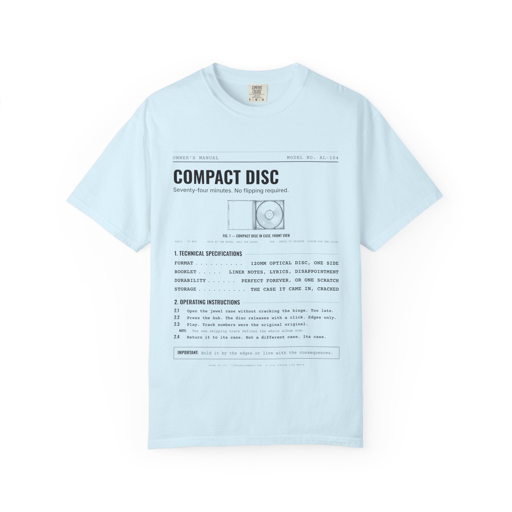 Compact Disc Spec Sheet Shirt | Analog Life Vintage Tee in Chambray