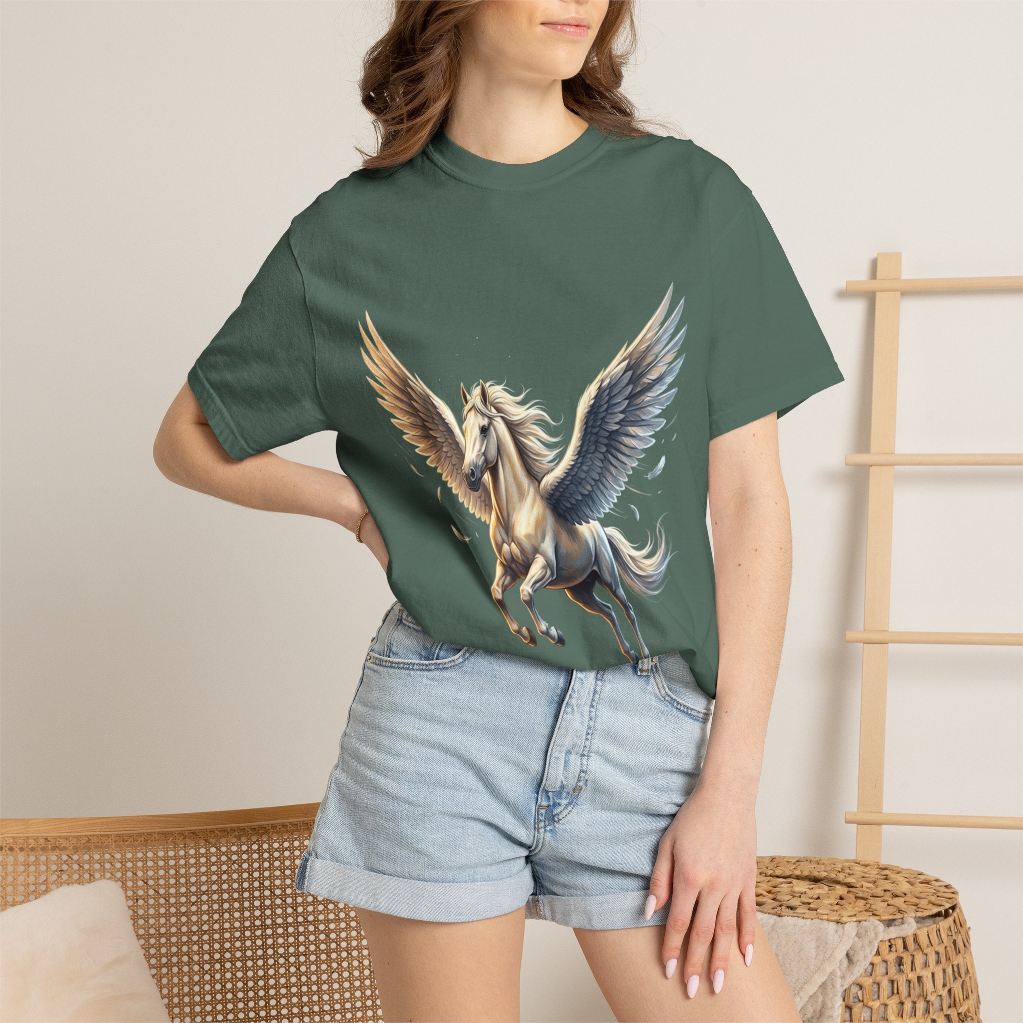 Majestic Pegasus Illustration T-shirt | Flying Horse Graphic Tee