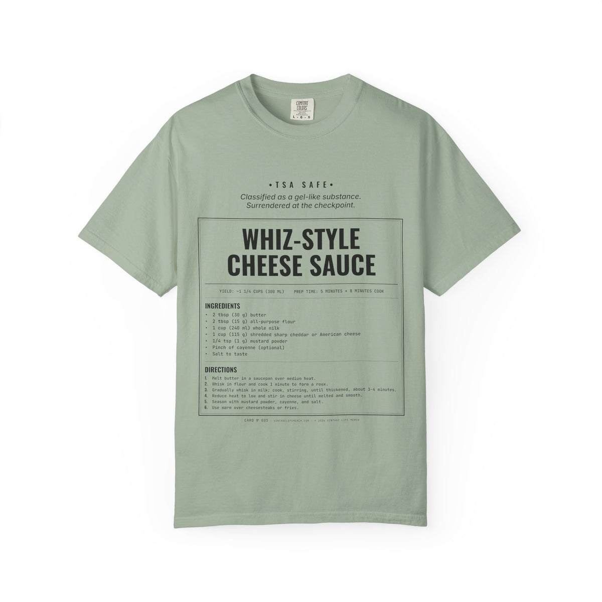 Whiz-Style Cheese Sauce Recipe Shirt | TSA Safe Vintage Tee in Bay