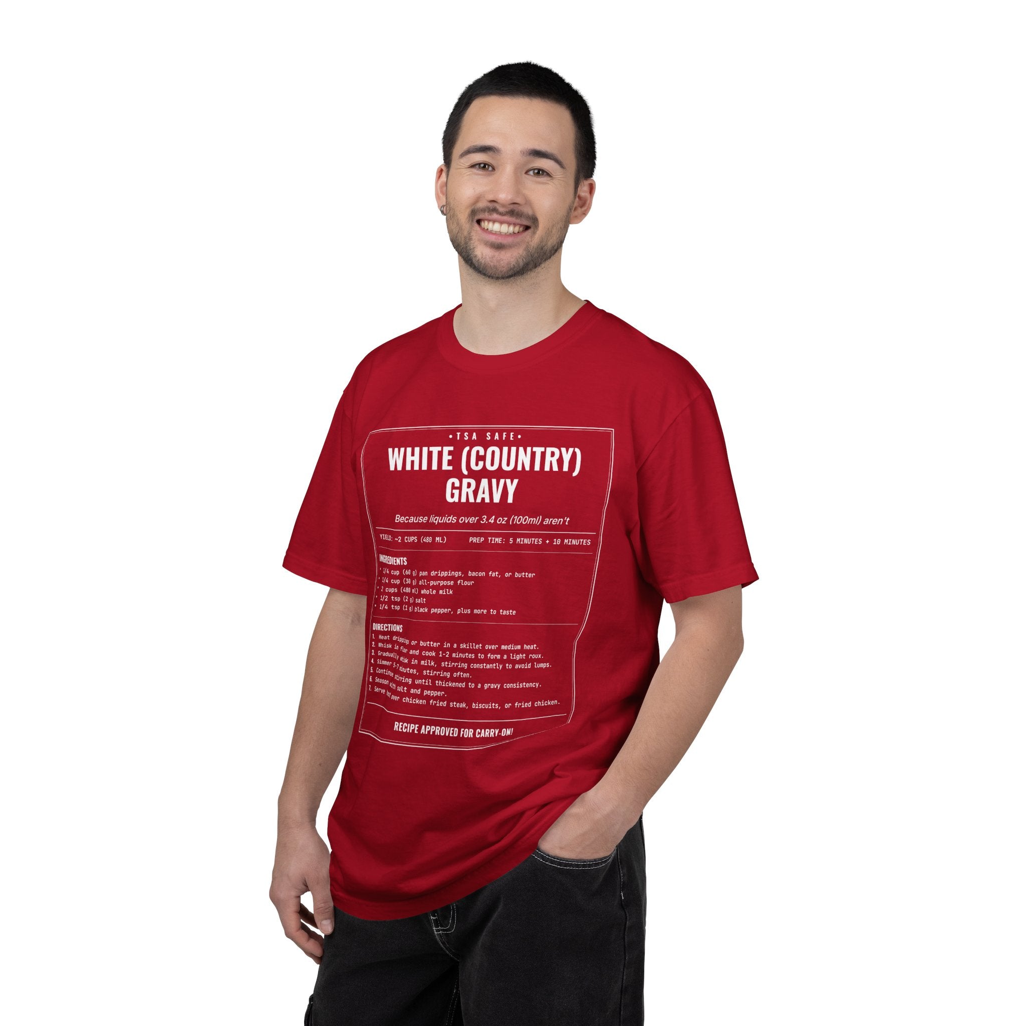 White Country Gravy | Vintage Recipe Card T-Shirt — White Ink