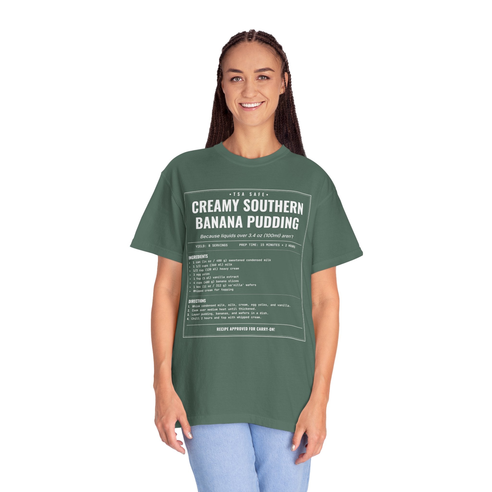 Creamy Southern Banana Pudding | Vintage Recipe Card T-Shirt — White Ink