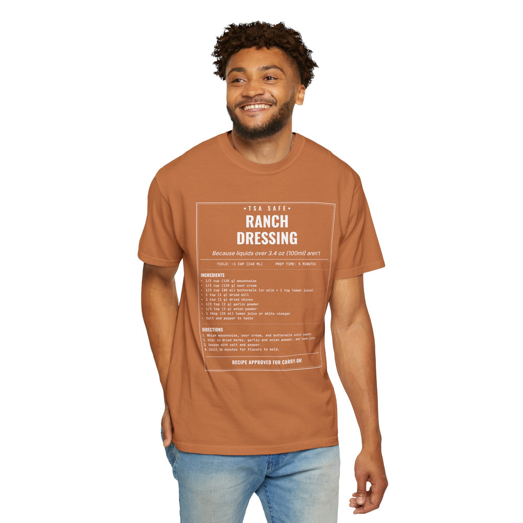 TSA-Safe Ranch Dressing | Vintage Recipe Card T-Shirt — White Ink