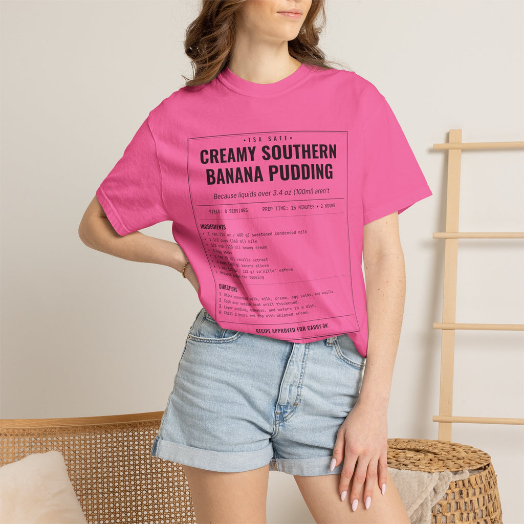 Creamy Southern Banana Pudding | Vintage Recipe Card T-Shirt — Black Ink