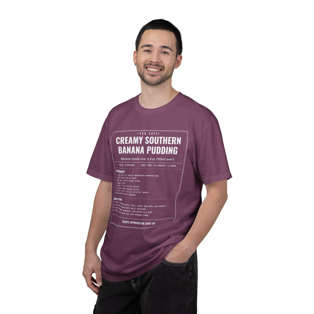 Creamy Southern Banana Pudding | Vintage Recipe Card T-Shirt — White Ink