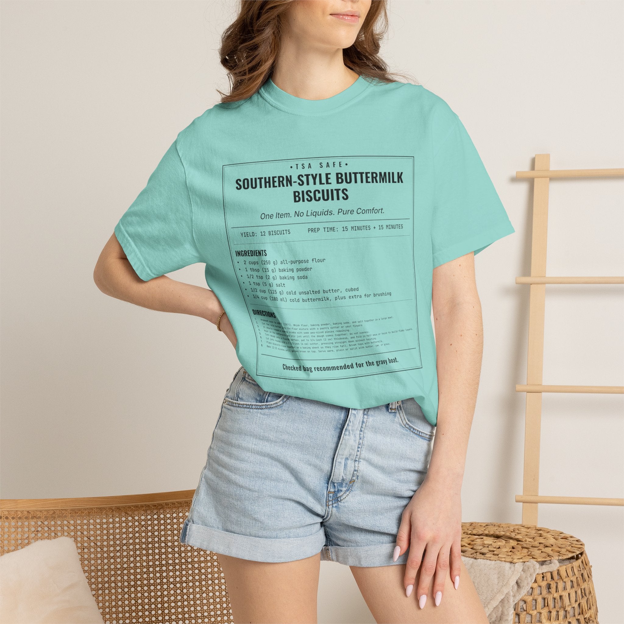Southern Style Buttermilk Biscuits | Vintage Recipe Card T-Shirt — Black Ink
