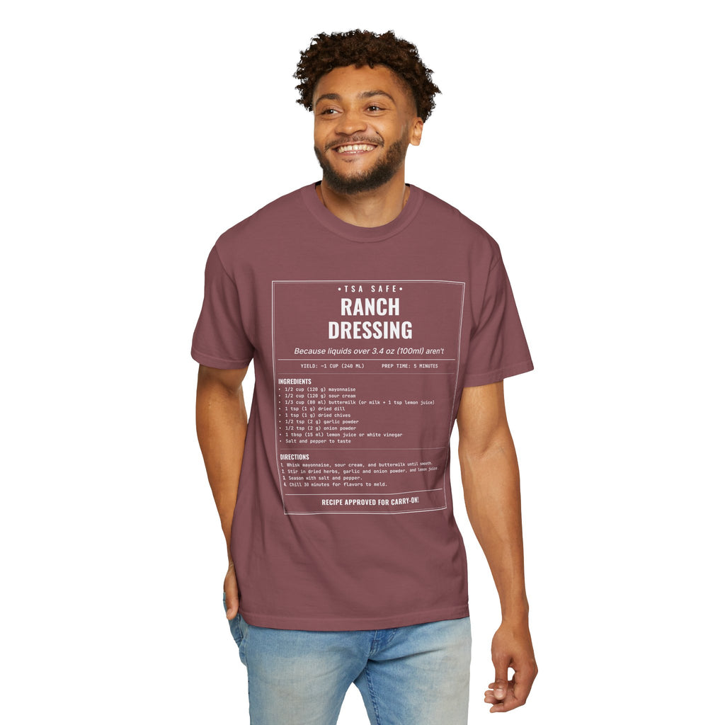 TSA-Safe Ranch Dressing | Vintage Recipe Card T-Shirt — White Ink