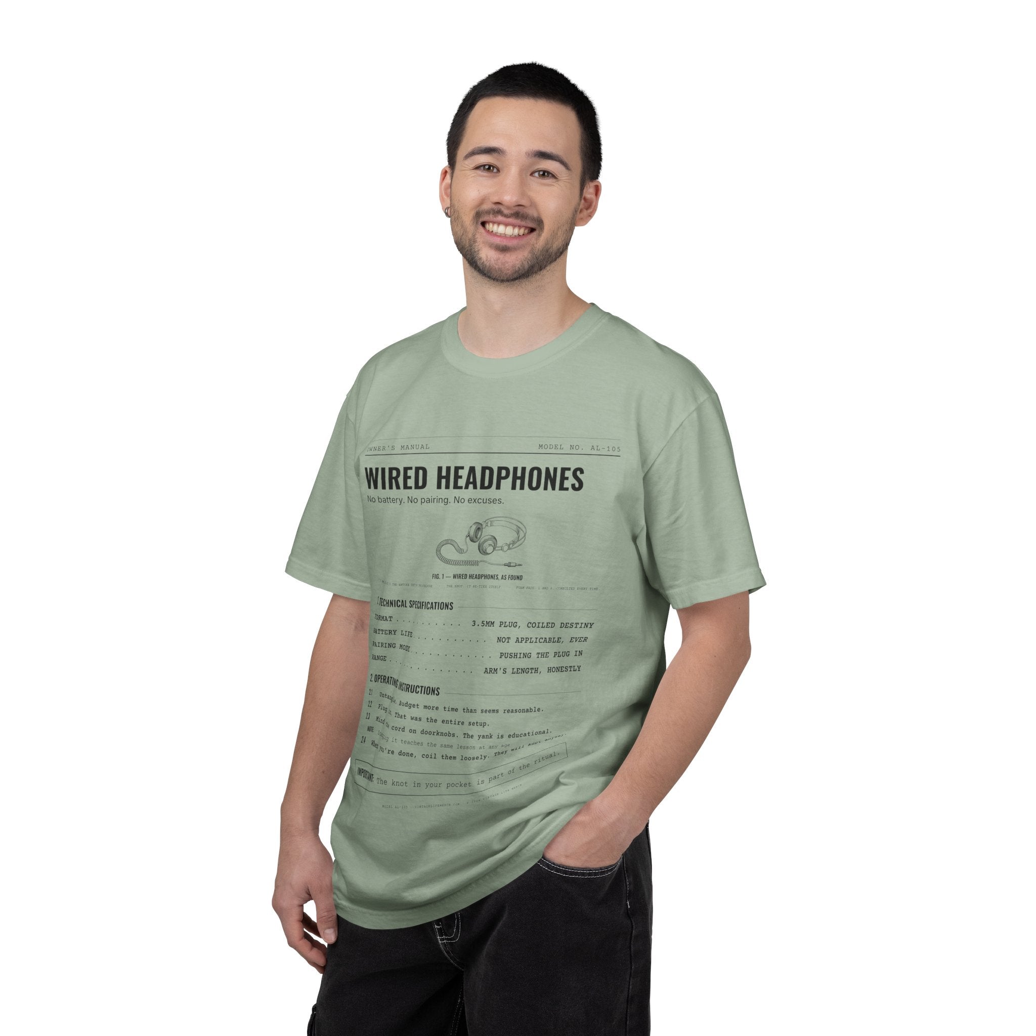Wired Headphones Spec Sheet Shirt | Analog Life Vintage Tee