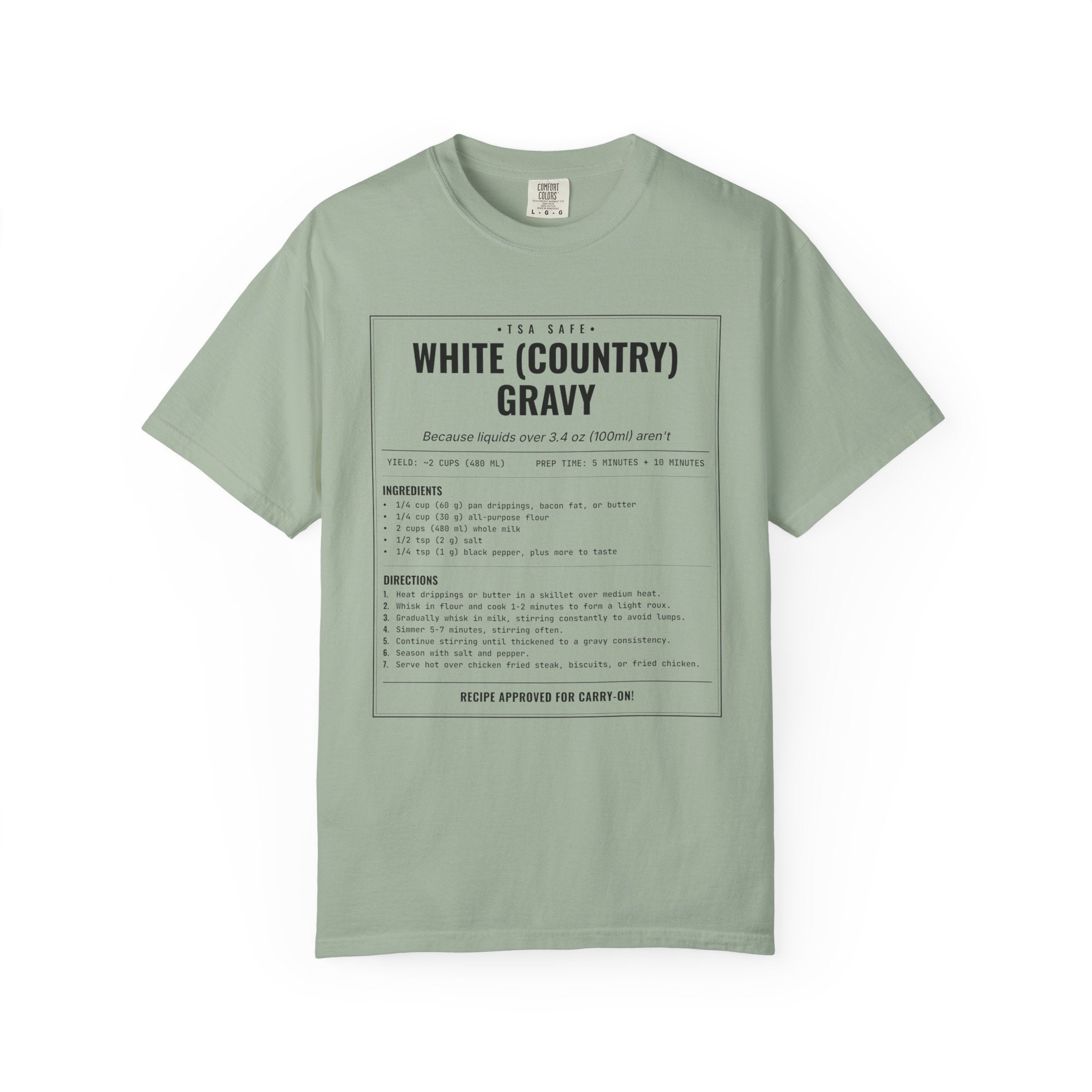 White Country Gravy | Vintage Recipe Card T-Shirt — Black Ink