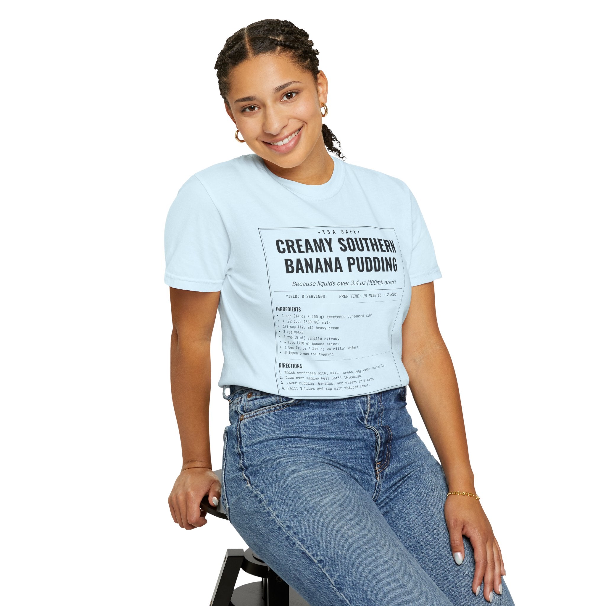 Creamy Southern Banana Pudding | Vintage Recipe Card T-Shirt — Black Ink