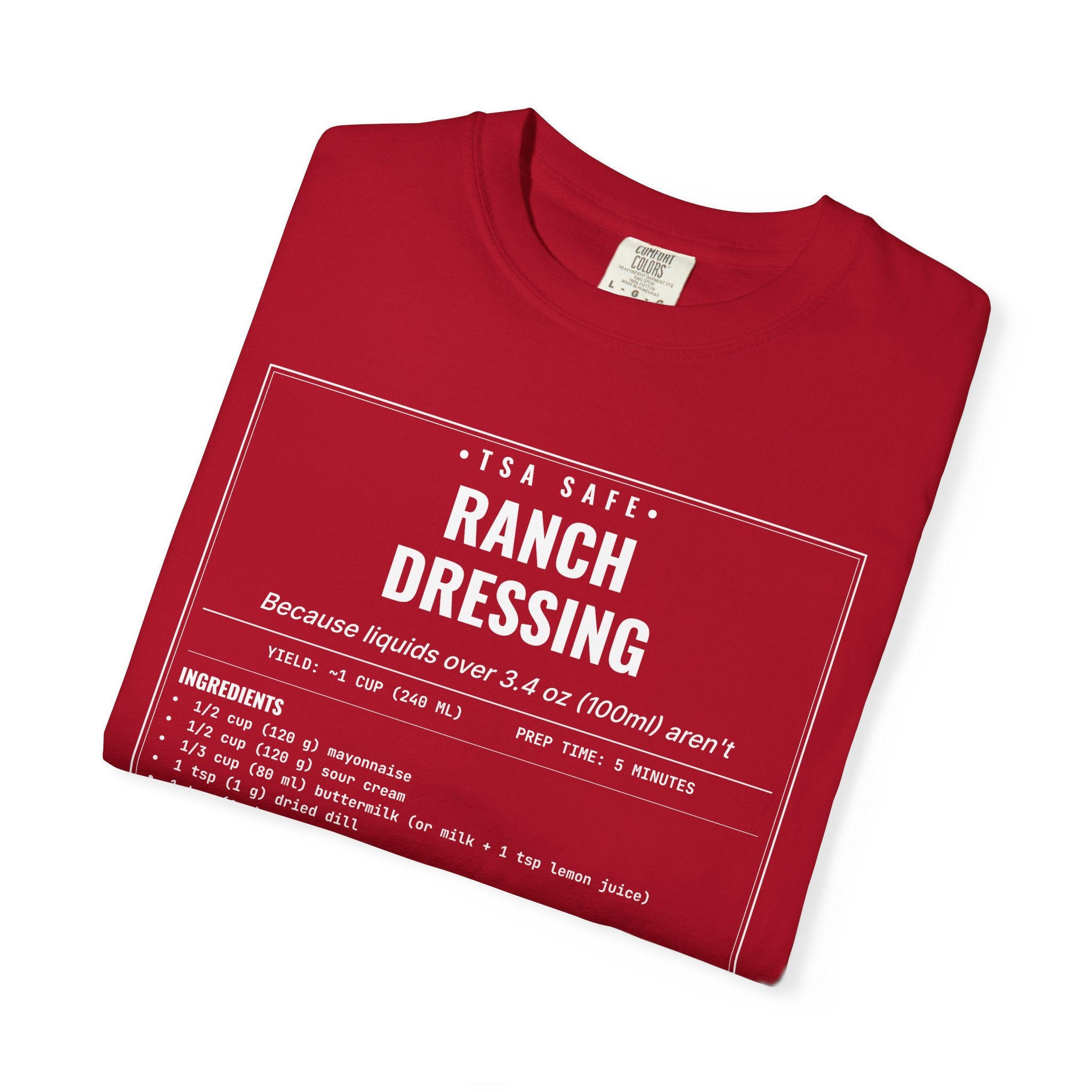 TSA-Safe Ranch Dressing | Vintage Recipe Card T-Shirt — White Ink